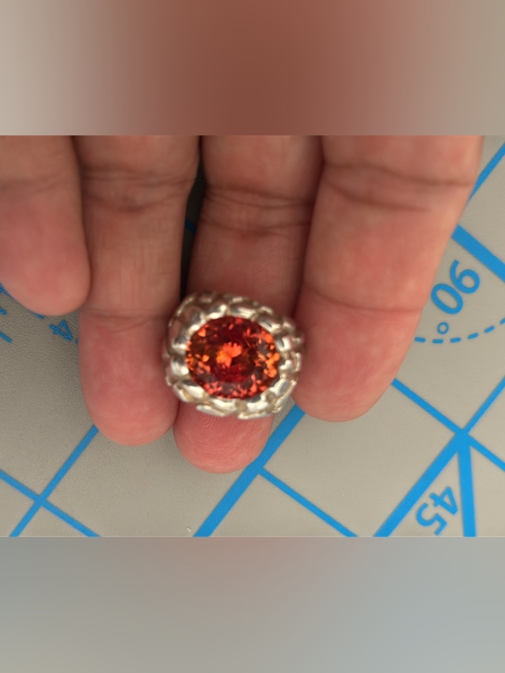 Orange Sapphire Sterling Silver Pendant ( Pendant only ) - Picture 4 of 8